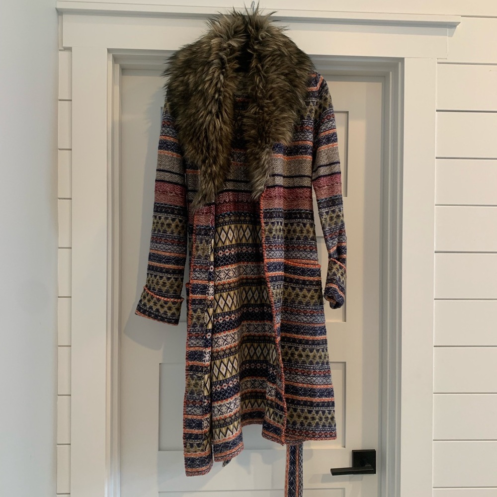 Anthropologie coat, can wear open or belt it.